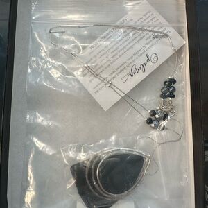 Opulenza Designs Silver Necklace with Black Pendant